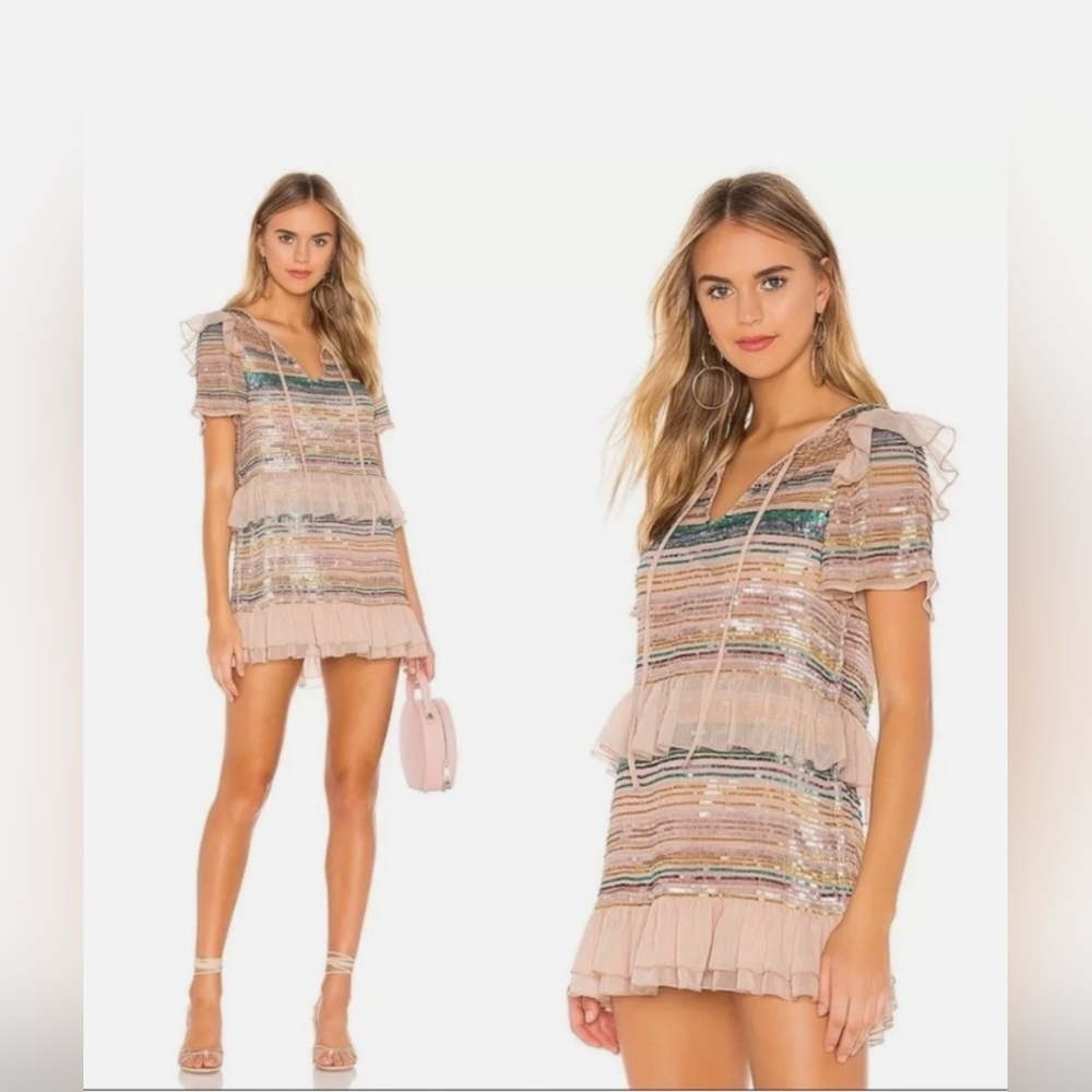 Tularosa multi colors sequence mini parry dress size xs - Picture 2 of 5